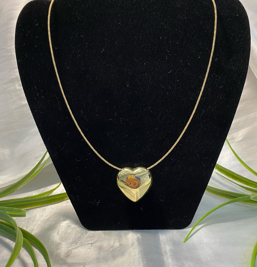 Collar con Corazón Inflado Chapa de oro