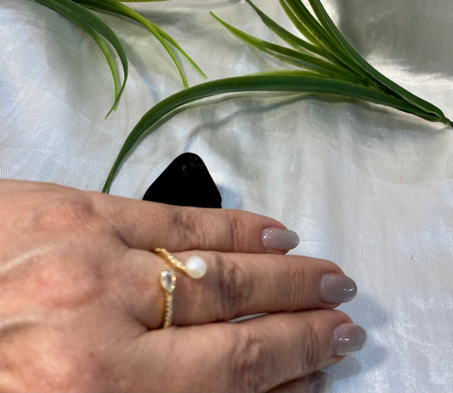 Anillo de perla con zirconia