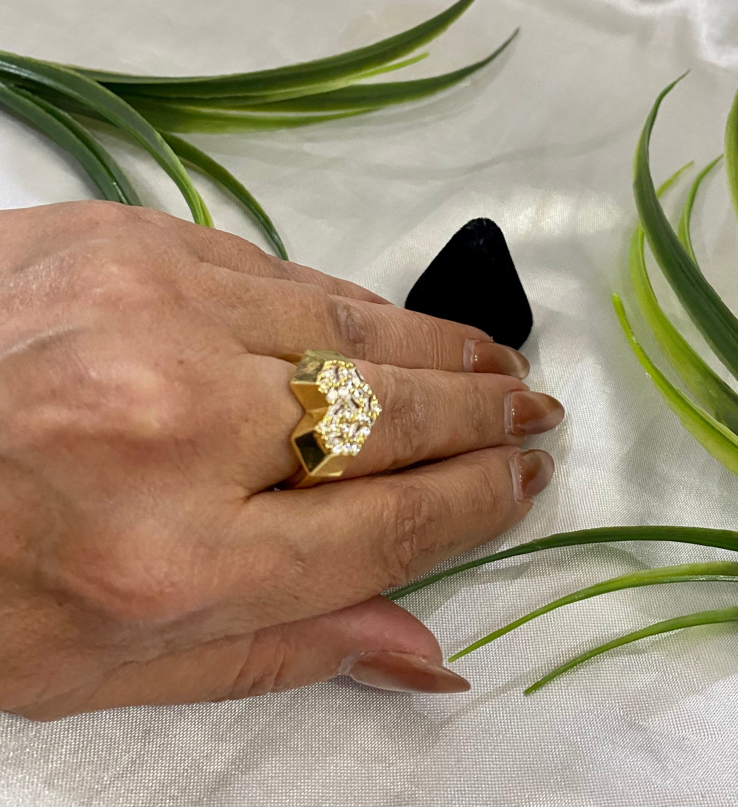 Anillo Plano Baguette Dorado