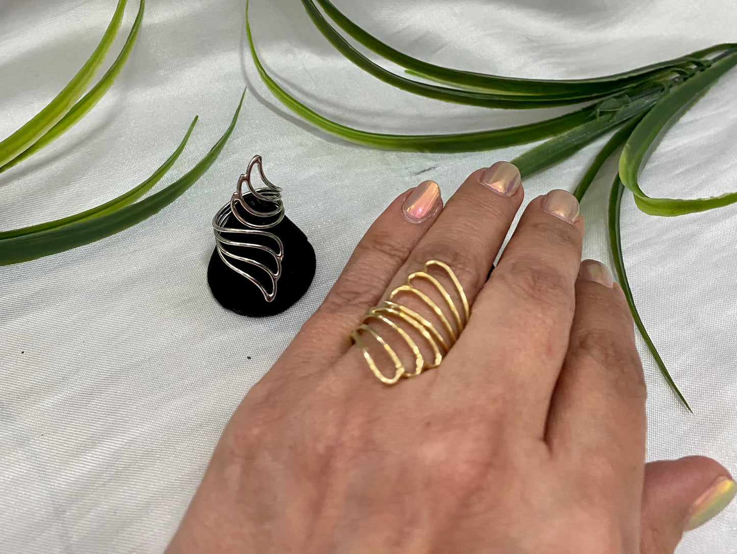 Anillo en Rodio y Chapa de oro