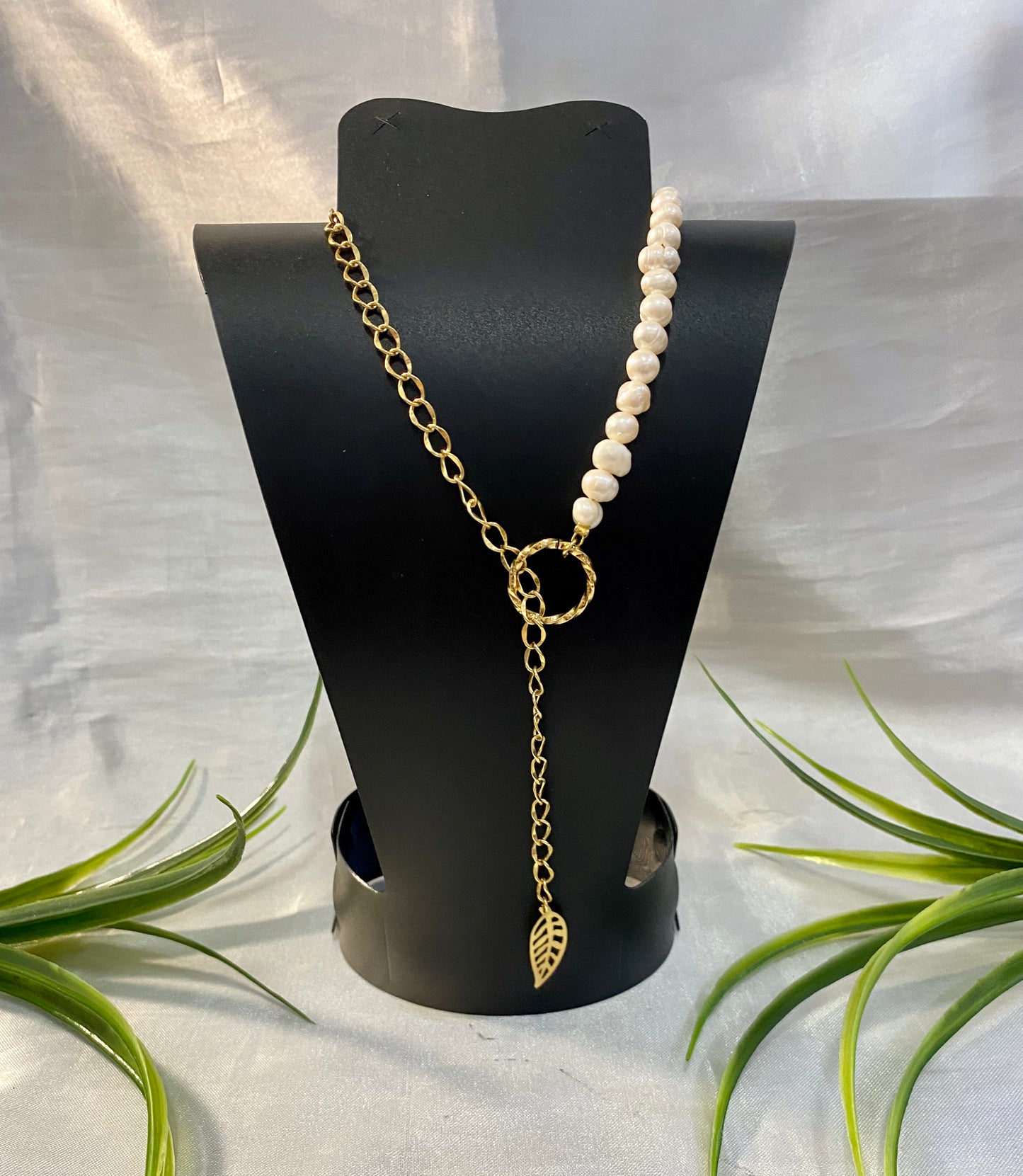 Collar ajustable con Cadena y Perla de río