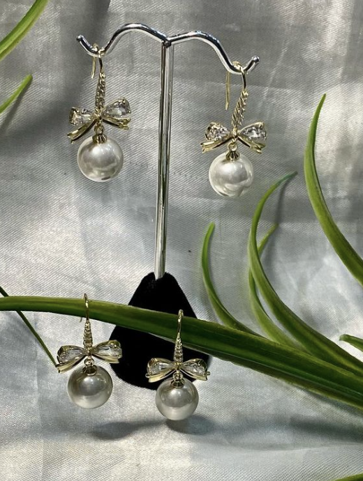 Aretes de Perla Chapa de oro