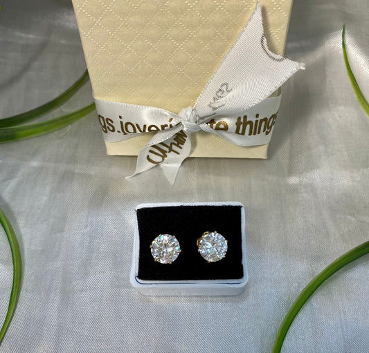 Arete de poste con Zirconia, Chapa de oro