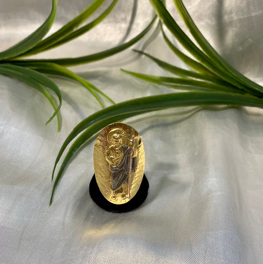Anillo placa San Judas bicolor