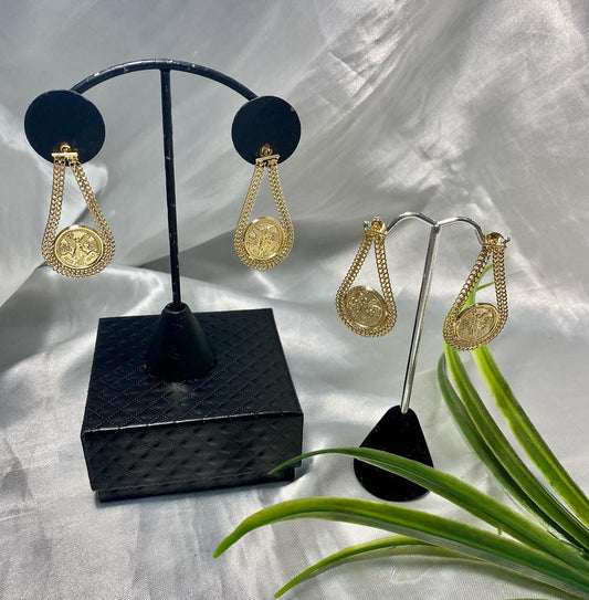 Aretes con moneda Chapa de oro