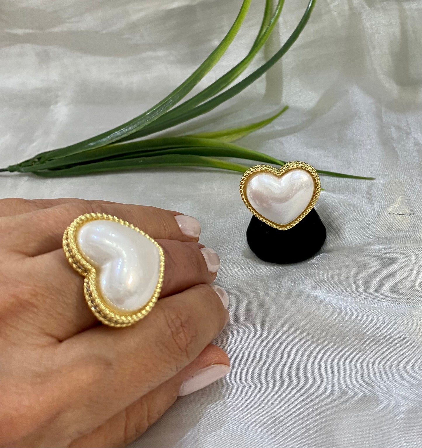 Anillo Corazón Perla XL