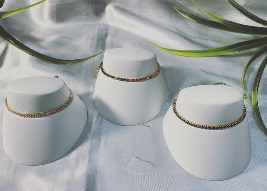 Pulseras de zirconia chapa de oro