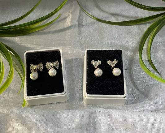 Aretes de Perla con zirconia