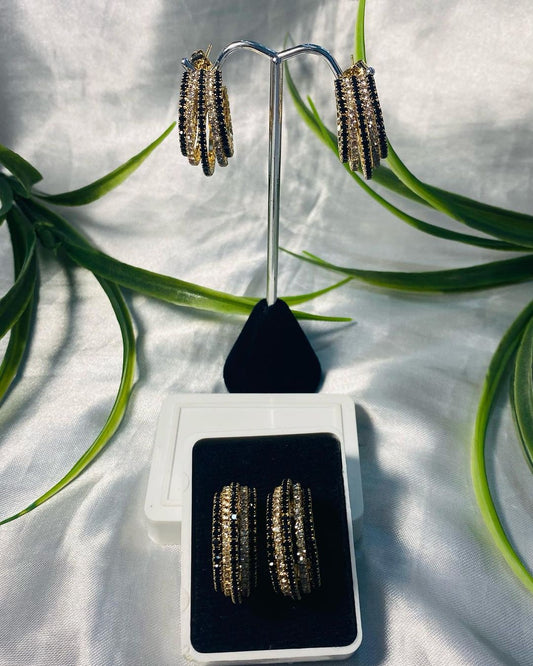 Aretes tipo Arracada con Zirconia negra