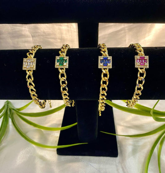 Pulseras de Zirconia chapa de oro