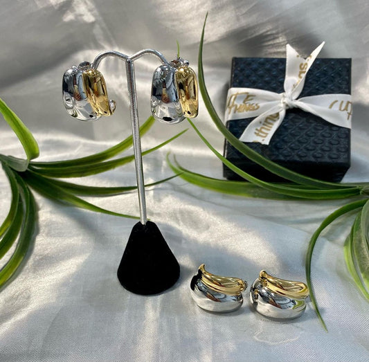 Aretes bicolor Chapa de oro