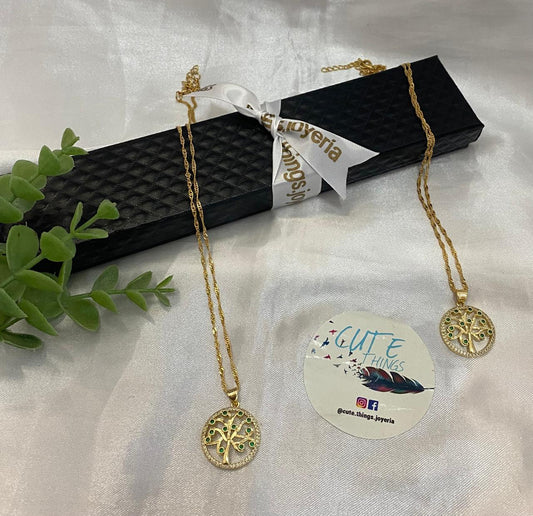 Cadena Chapa de oro con dije Árbol de la vida.