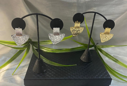 Aretes en chapa de oro y Rodio