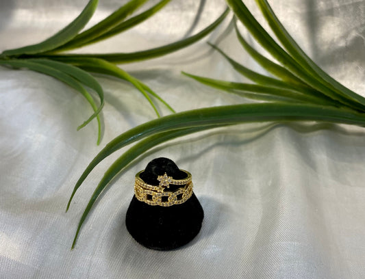Anillo Doble  Cadena y Estrella