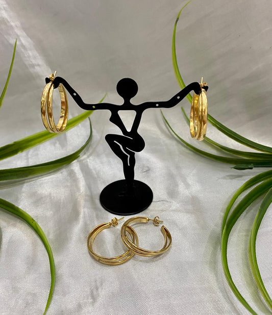 Arracada doble, chapa de oro.