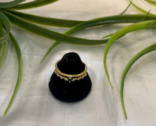 Anillo doble con  chispas de zirconia