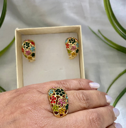 Juego de aretes y anillo cúpula