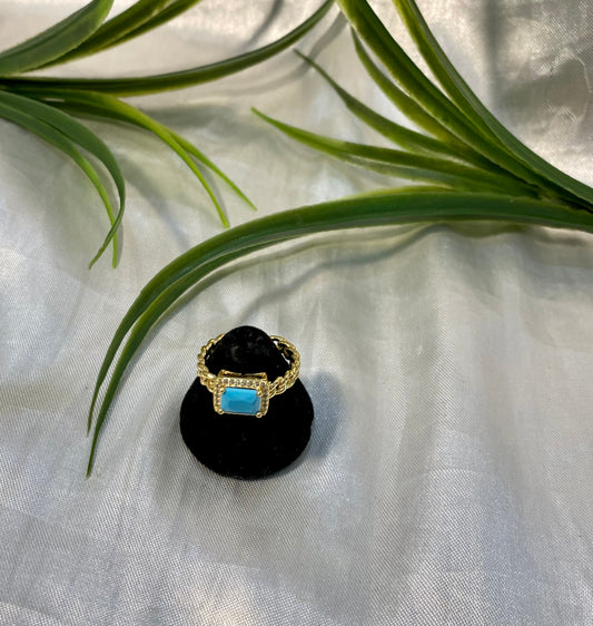 Anillo con piedra acua