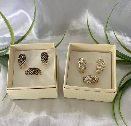 Juego de aretes y anillo