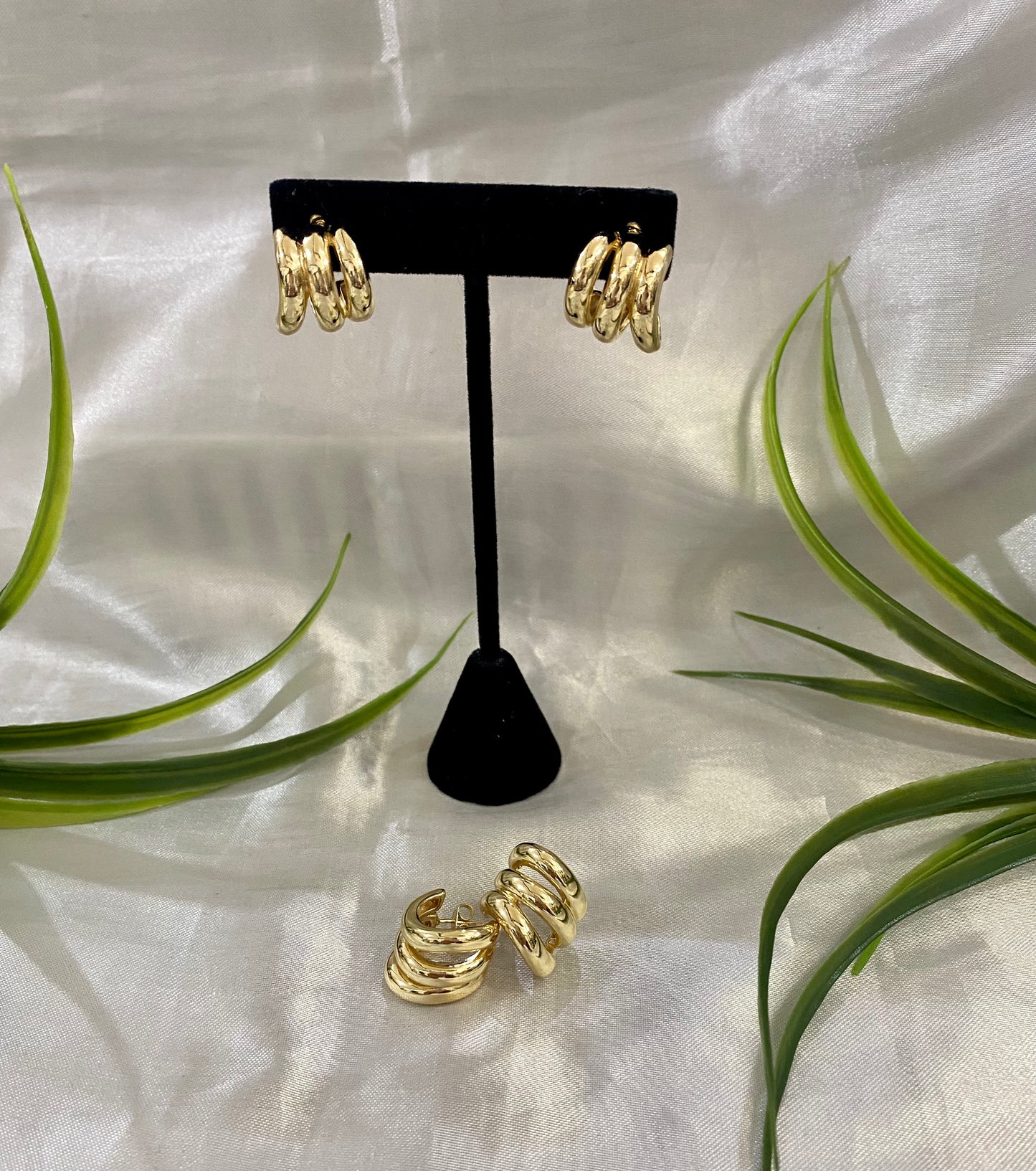 Aretes tubo triple liso
