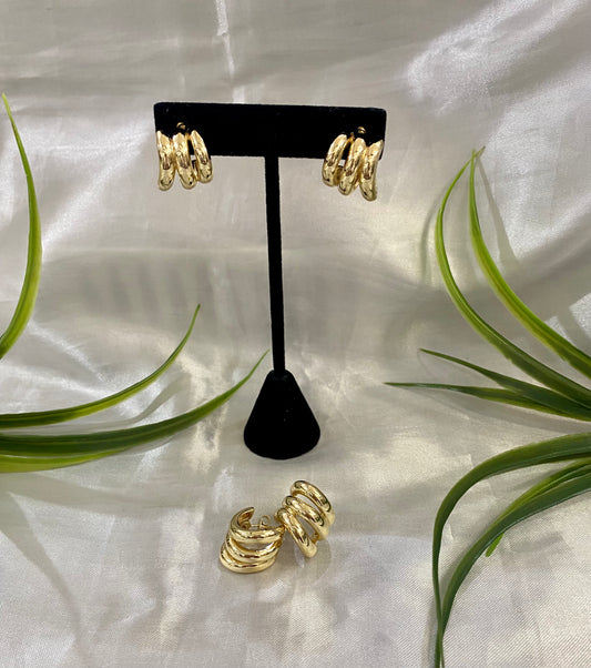 Aretes tubo triple liso