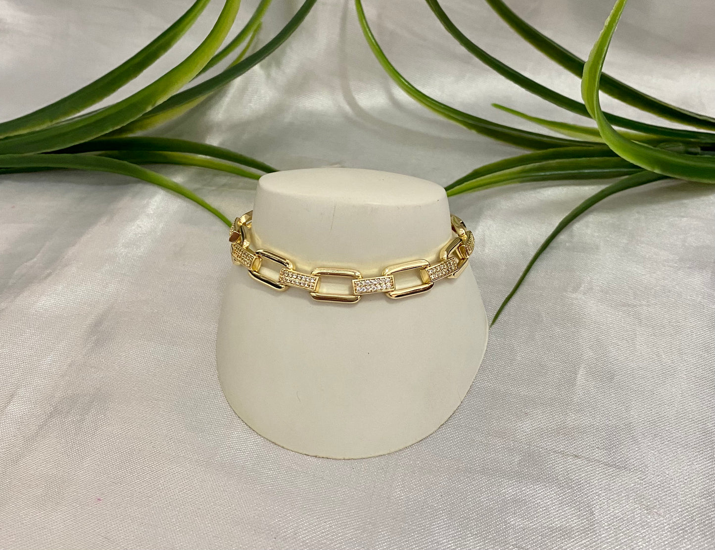 Pulsera de eslabón con zirconia