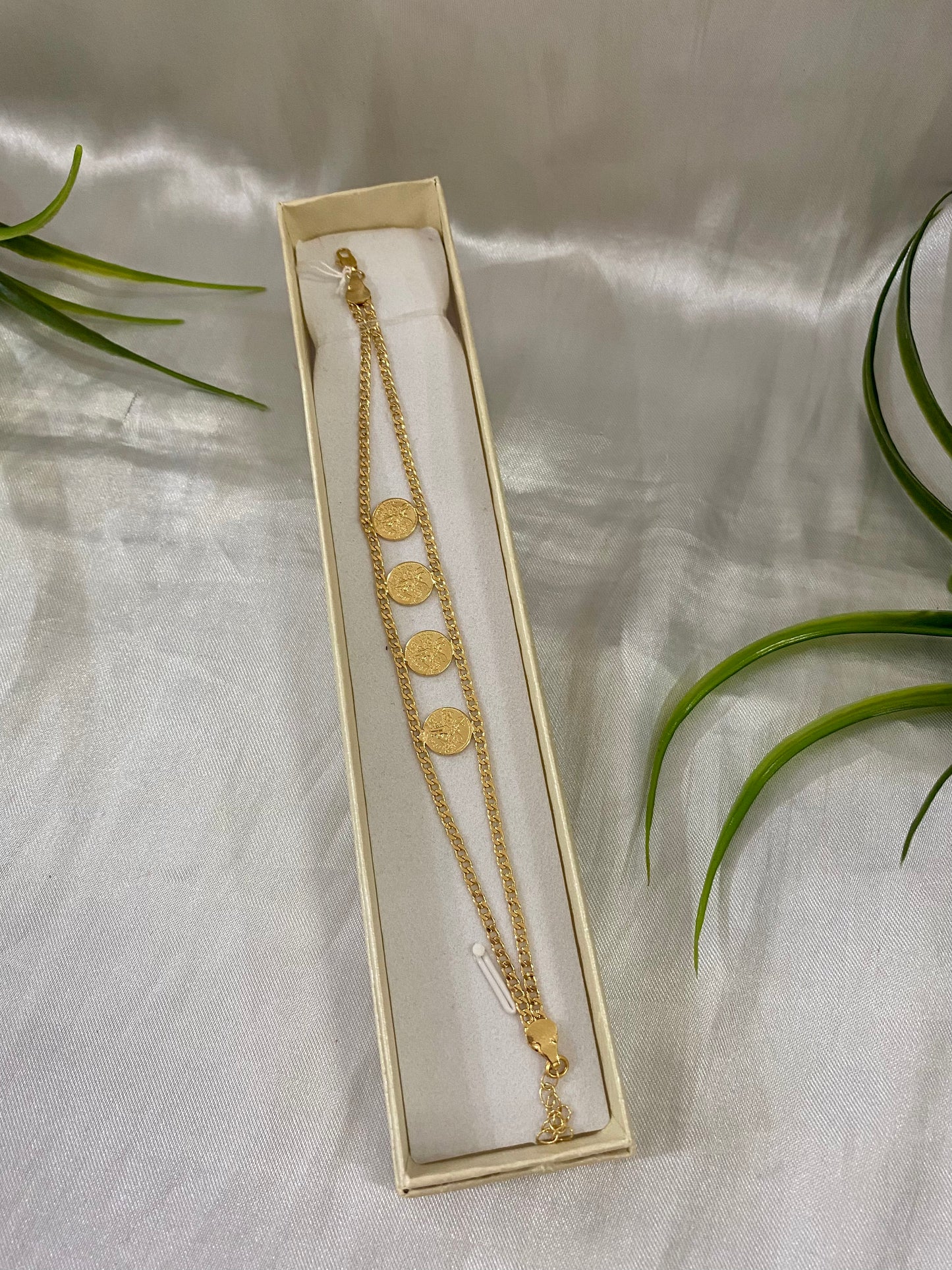 Pulso 4 monedas mini tipo centenario Cadena barbada