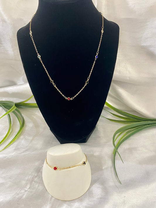 Collar y pulsera de Zirconia de colores