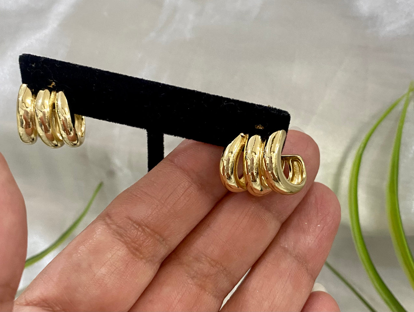 Aretes tubo triple liso