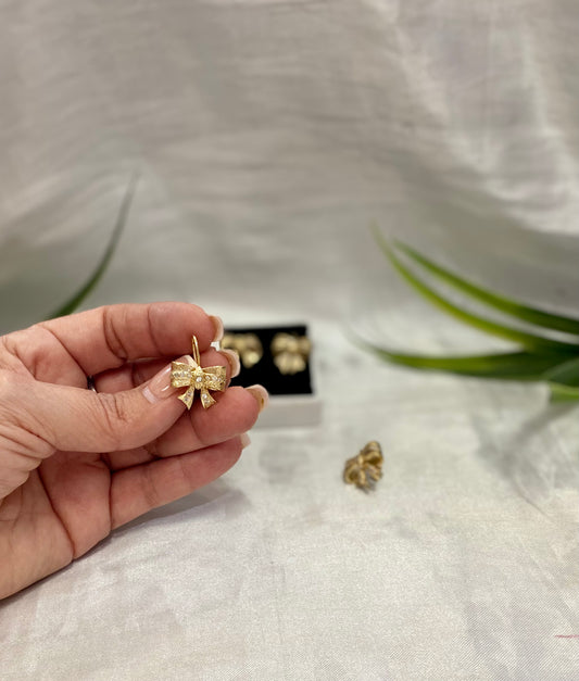 Aretes moño bicolor