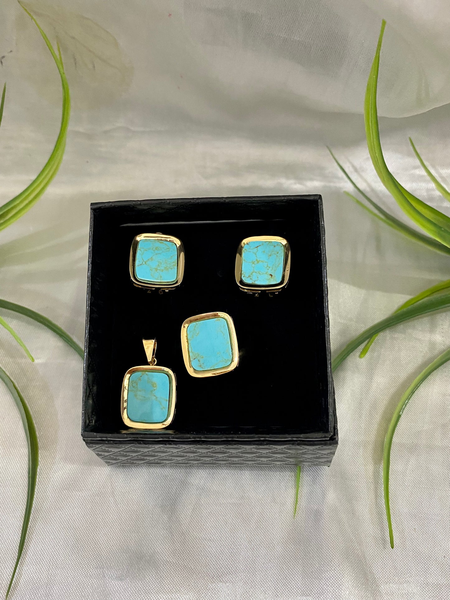 Juego de Arete, anillo y dije Acua, cuadro TV