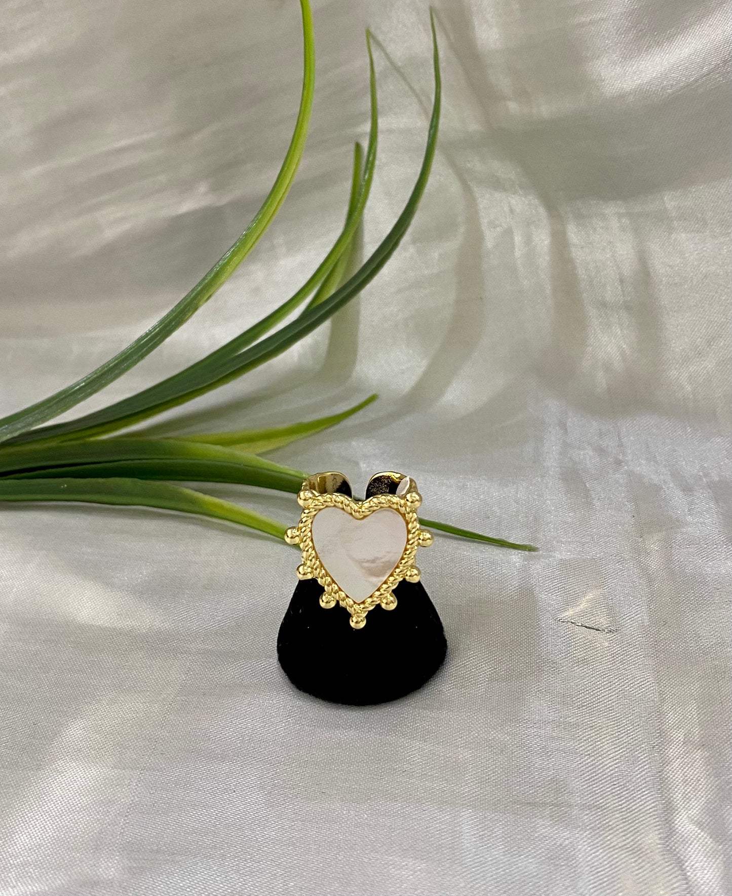 Anillo Corazón grande Perla