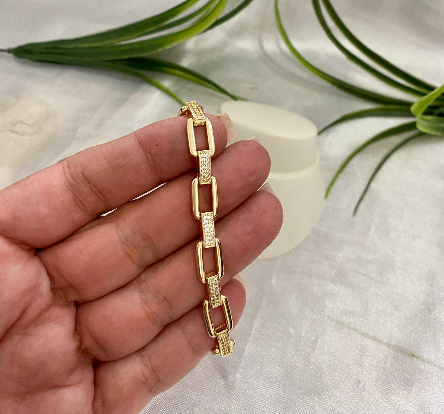 Pulsera de eslabón con zirconia