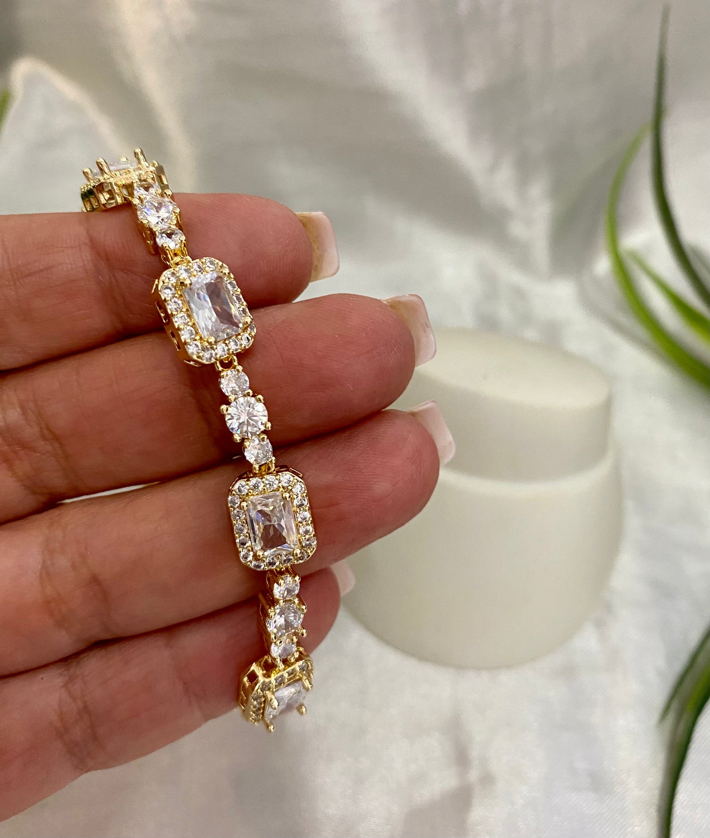 Pulsera de cuadros Zirconia
