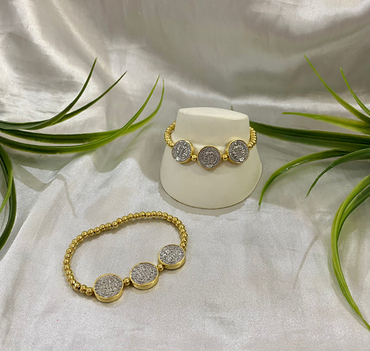 Pulsera 3 medallas de San Benito