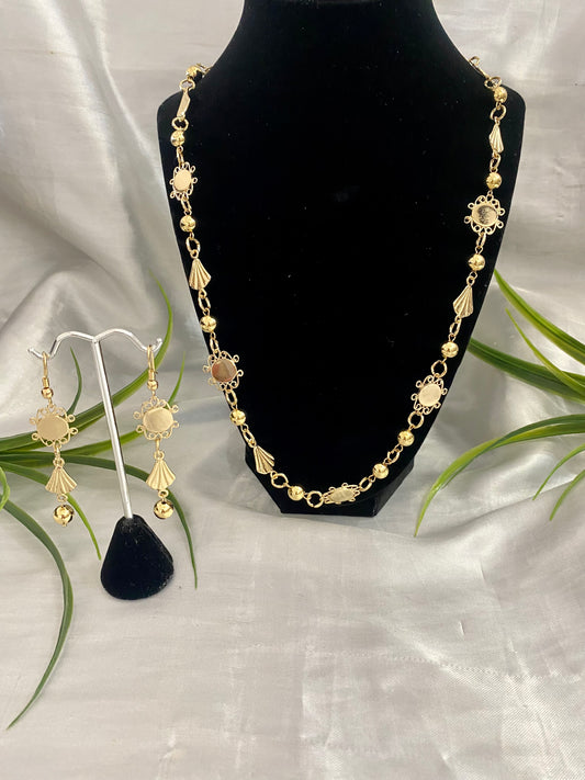 Juego de Collar y Aretes de Abanico Espejo