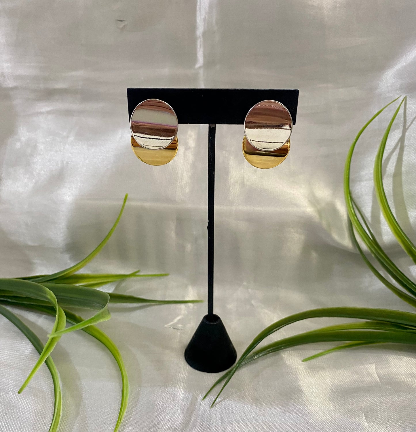 Aretes Botón bicolor