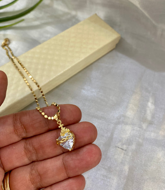 Cadena con dije Corazón Zirconia blanca