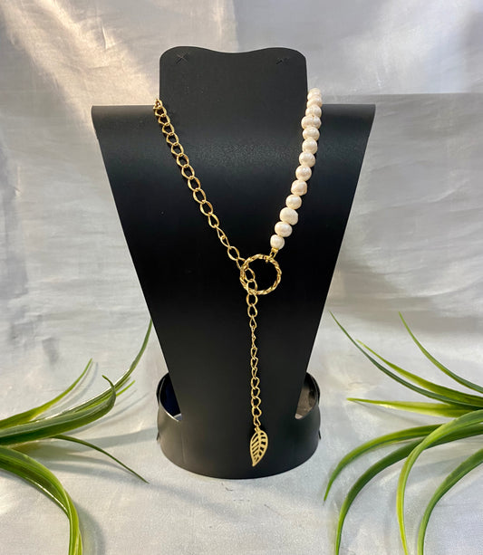 Collar ajustable con Cadena y Perla de río