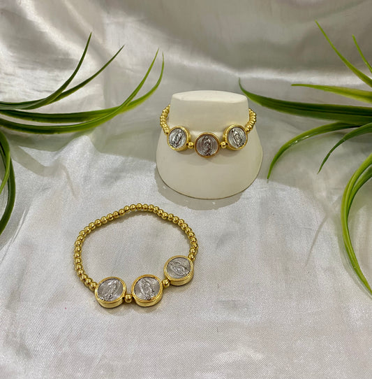 Pulsera 3 medallas Virgen