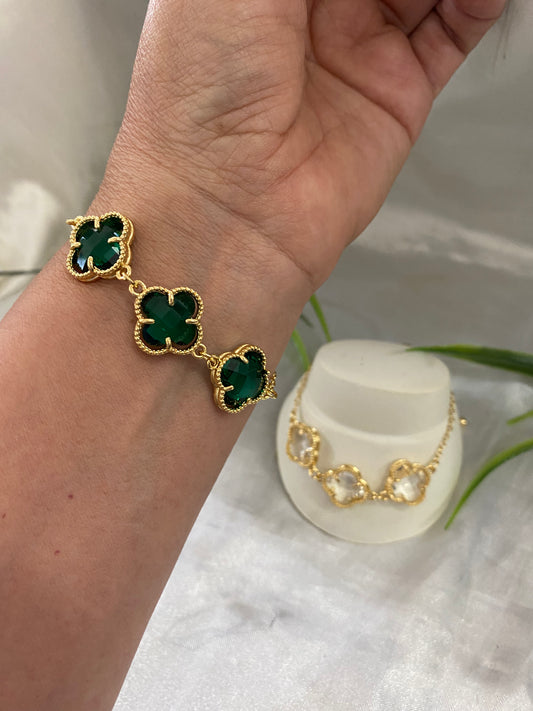 Pulso de trébol zirconia colores ajustable