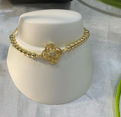 Pulsera de flor infinito Chapa de oro