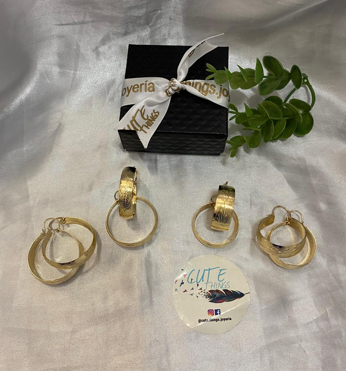 Arracadas  India 2 tamaños, Chapa de oro.