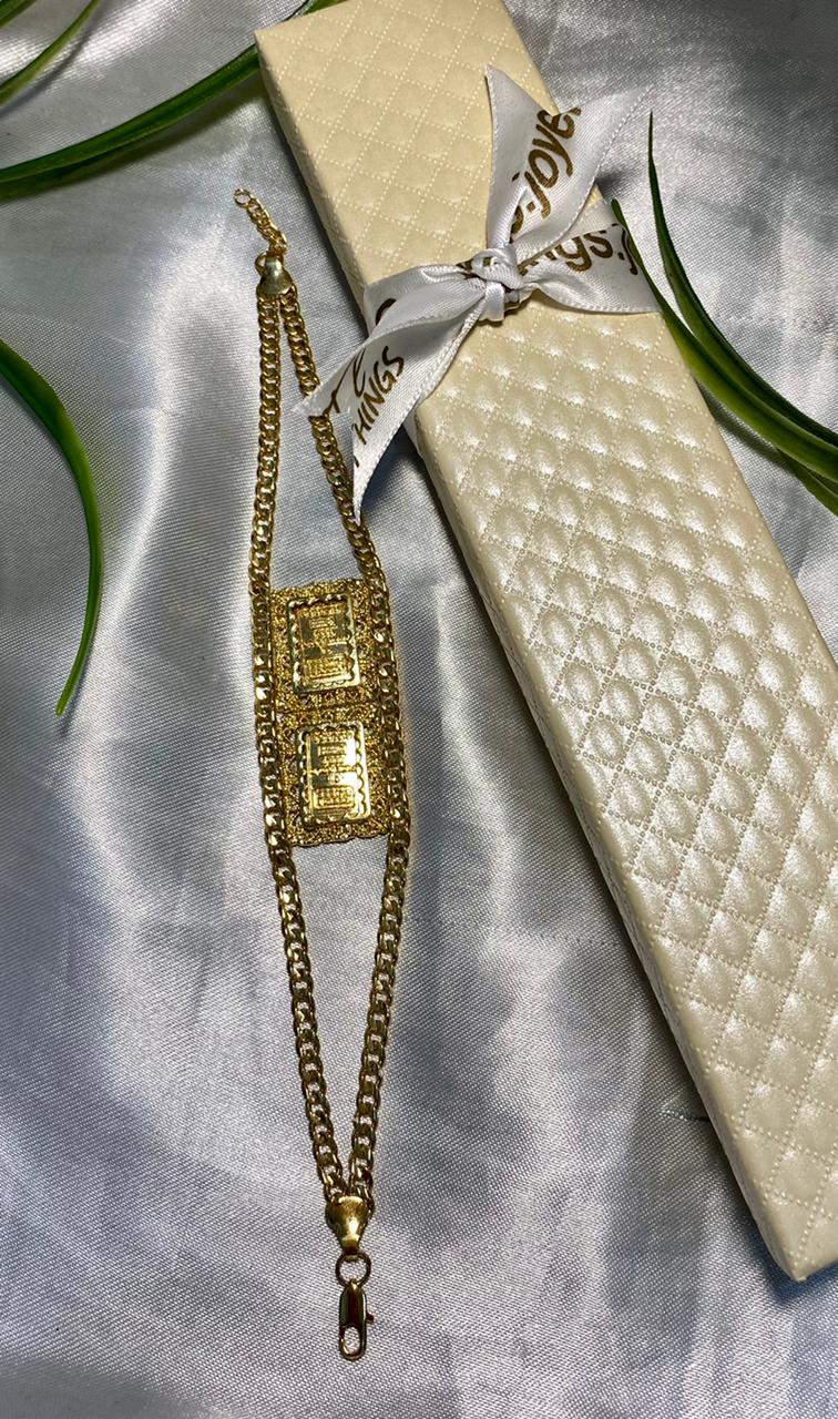 Juego completo de aretes, anillo, dije y esclava de crédito suizo, Chapa de oro