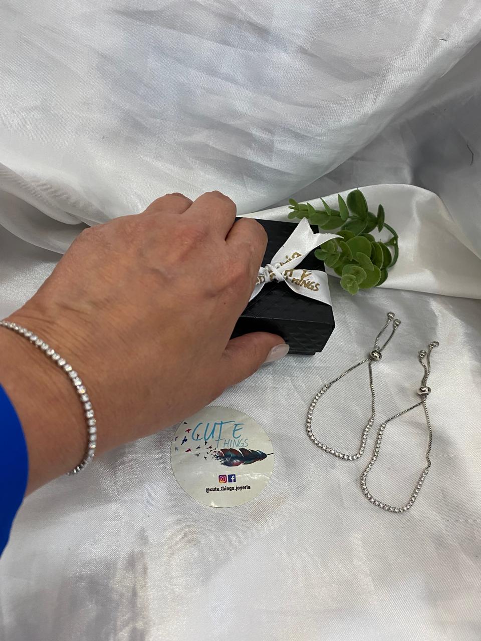 Pulsera de elevador de Rodio con Zirconia